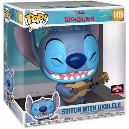 Figurine Pop! Stitch Jumbo avec Ukulélé (Lilo & Stitch) - 25cm