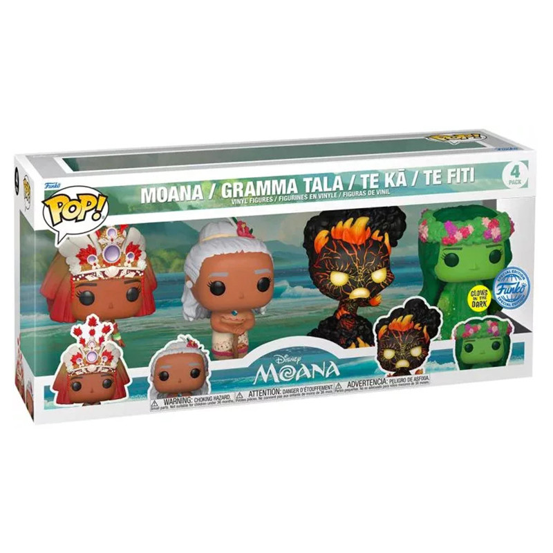 Pack Figurines Pop Moana: Moana, Gramma Tala, Te Ka et Te Fiti