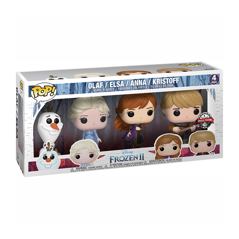 Figurines Pop Olaf, Elsa, Anna et Kristoff (La Reine des Neiges 2)