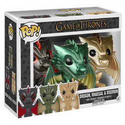 Pack Figurines Pop Drogon, Viserion et Rhaegal (Game of Thrones) Métallisées