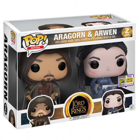 Figurines Pop Aragorn & Arwen (Le Seigneur des Anneaux) - Pack SDCC 2017