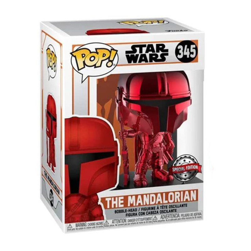 Figurine Pop The Mandalorian Chrome Rouge - Edition Limitée